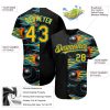 Custom Black Gold-Lakes Blue 3D Pattern Design Bowling Ball With Hotrod Flame Authentic Baseball Jersey Ball - Image 3