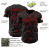 Custom Black Red 3D Pattern Design Abstract Network Authentic Baseball Jersey - Image 3