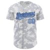 Custom White Light Blue-Navy 3D Pattern Design Curve Lines Authentic Baseball Jersey - Image 2