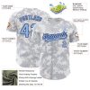 Custom White Light Blue-Navy 3D Pattern Design Curve Lines Authentic Baseball Jersey - Image 3