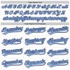 Custom White Light Blue-Navy 3D Pattern Design Curve Lines Authentic Baseball Jersey - Image 4
