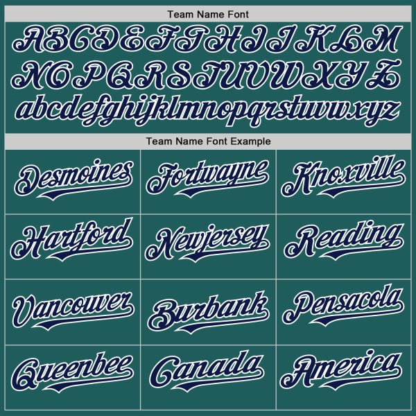 Custom Teal Navy-White Line Authentic Baseball Jersey - Image 4