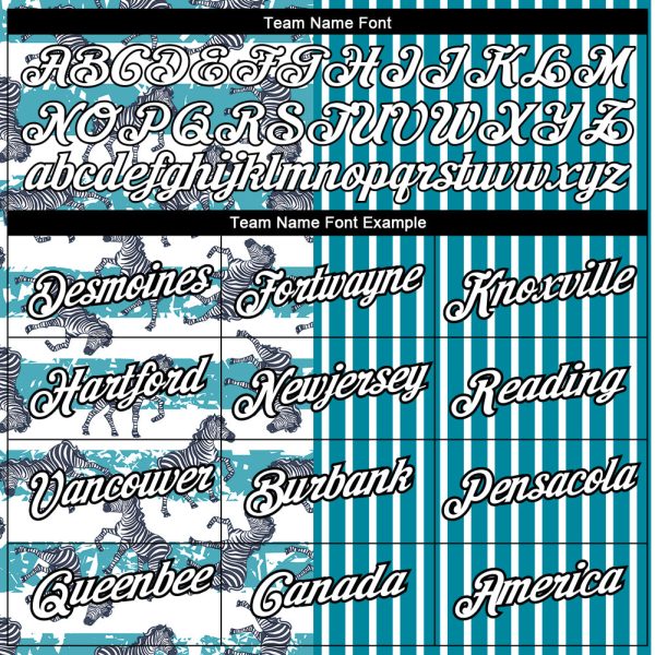 Custom Teal White-Black 3D Pattern Design Animal Zebra Performance T-Shirt - Image 3