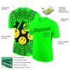 Custom Pea Green Black 3D Pattern Design Smile Emoji Performance T-Shirt - Image 2