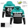 Custom Stitched Black White-Aqua Line Sports Pullover Sweatshirt Hoodie - Image 2