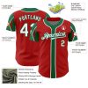 Custom Red White-Kelly Green 3 Colors Arm Shapes Authentic Baseball Jersey - Image 4