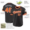 Custom Black Orange-Gray Authentic Throwback Baseball Jersey - Image 3