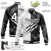 Custom Graffiti Pattern White-Black Scratch 3D Bomber Full-Snap Varsity Letterman Jacket - Image 3