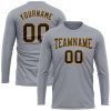 Custom Gray Black-Gold Long Sleeve Performance T-Shirt - Image 2