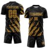 Custom Black Old Gold Sublimation Soccer Uniform Jersey - Image 2