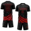 Custom Black Red Wind Shapes Sublimation Soccer Uniform Jersey - Image 2