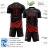 Custom Black Red Wind Shapes Sublimation Soccer Uniform Jersey - Image 4