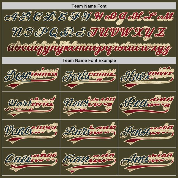 Custom Olive Vintage USA Flag-City Cream Salute To Service Two-Button Unisex Softball Jersey - Image 4