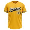 Custom Gold Black-White Two-Button Unisex Softball Jersey - Image 2