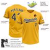 Custom Gold Black-White Two-Button Unisex Softball Jersey - Image 3