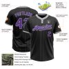 Custom Black Gray Pinstripe Purple Two-Button Unisex Softball Jersey - Image 3