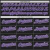 Custom Black Gray Pinstripe Purple Two-Button Unisex Softball Jersey - Image 4