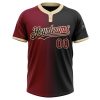 Custom Black Crimson-City Cream Gradient Fashion Two-Button Unisex Softball Jersey - Image 2