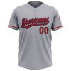 Custom Gray Red-Navy Two-Button Unisex Softball Jersey - Image 2