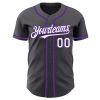 Custom Steel Gray White-Purple Authentic Baseball Jersey - Image 2