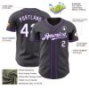 Custom Steel Gray White-Purple Authentic Baseball Jersey - Image 3