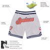 Custom White Orange Pinstripe Orange-Navy Authentic Basketball Shorts - Image 2