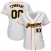 Custom White Green-Orange Authentic Baseball Jersey - Image 2