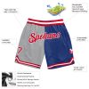 Custom Gray Red-Royal Authentic Throwback Split Fashion Basketball Shorts - Image 2
